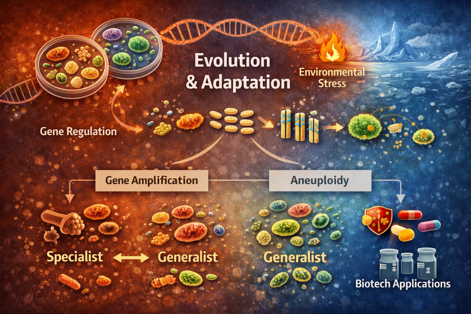 Microorganisms adapting to environmental changes such as temperature, pH, and nutrient availability