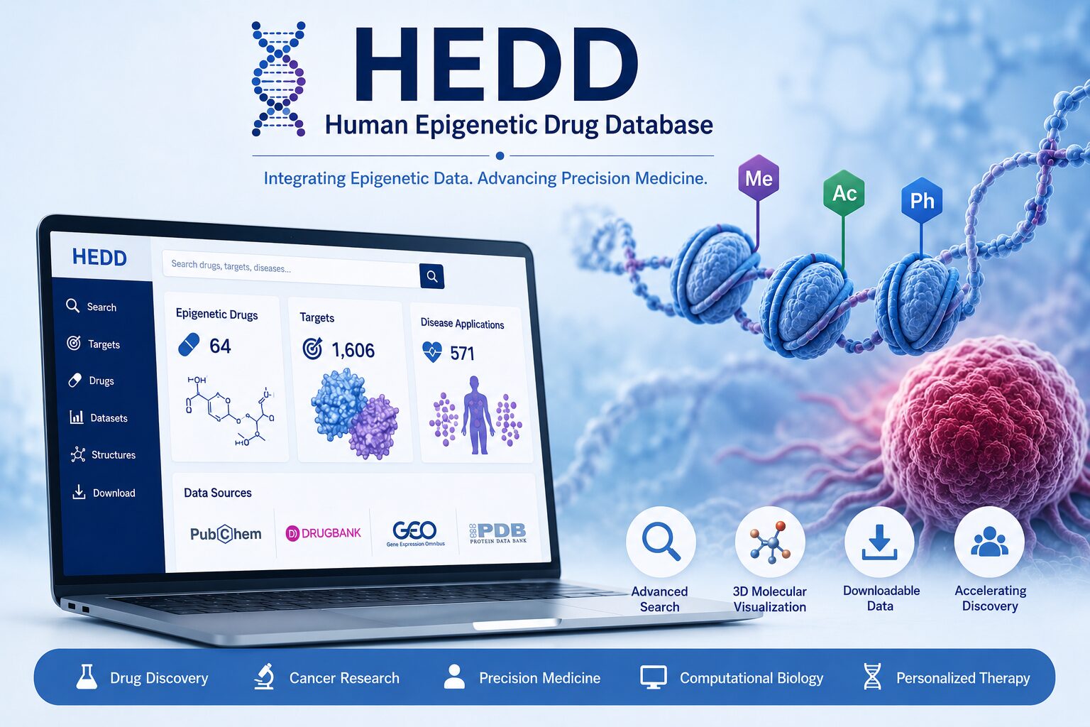 HEDD Database: Advancing Epigenetic Drug Discovery, Cancer Research, and Precision Medicine Through Integrated Biomedical Data HEDD is an epigenetic drug database for drug discovery
