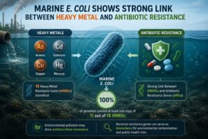 Marine E. coli Shows Strong Link Between Heavy Metal and Antibiotic Resistance Linkage between heavy metal resistant genes and antibiotic resistant genes