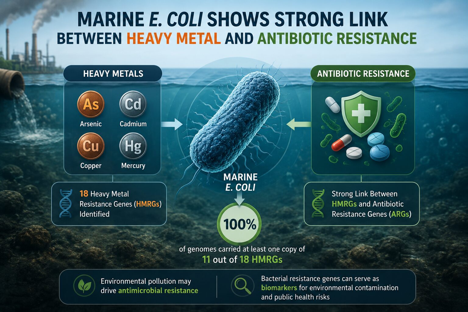 Linkage between heavy metal resistant genes and antibiotic resistant genes