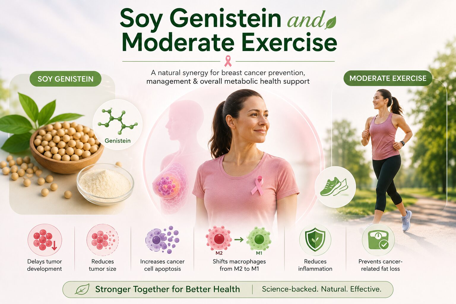 Genistein and exercise reduce breast cancer progression