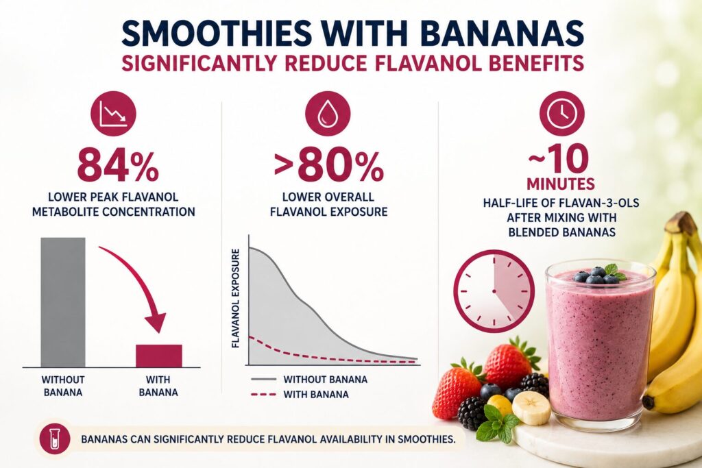 Banana smoothies may reduce flavanol benefits of berries Banana smoothies reduced flavanol absorption