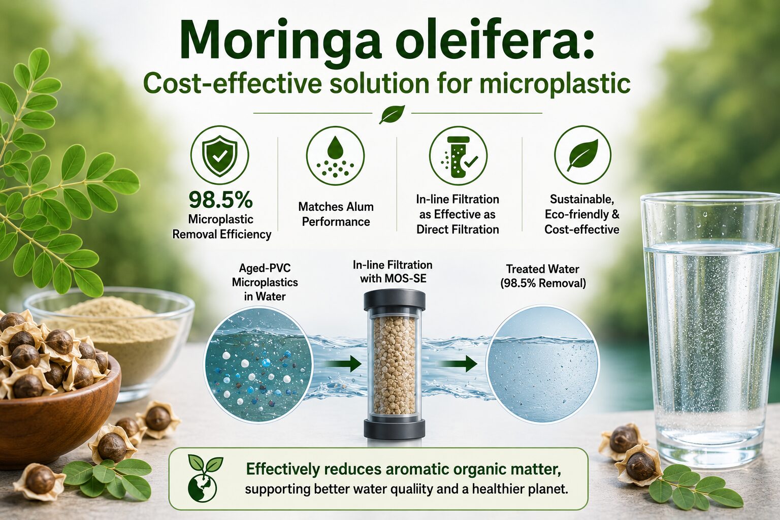 Moringa oleifera offers a cost-effective solution for microplastic removal from drinking water Moringa oleifera offers a cost-effective solution for microplastic removal from drinking water