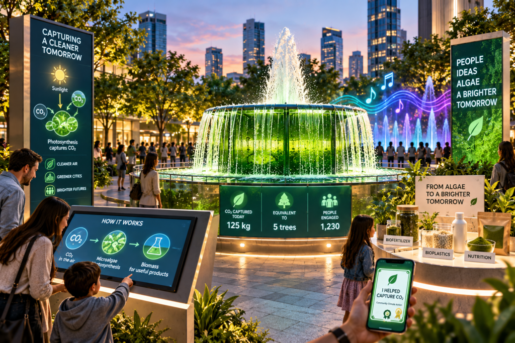 High-Efficiency Microalgae Cultivation Meets Urban Design: The Promise of Carbon-Capturing Fountains Potential applications of Microalgae for CO2 capture