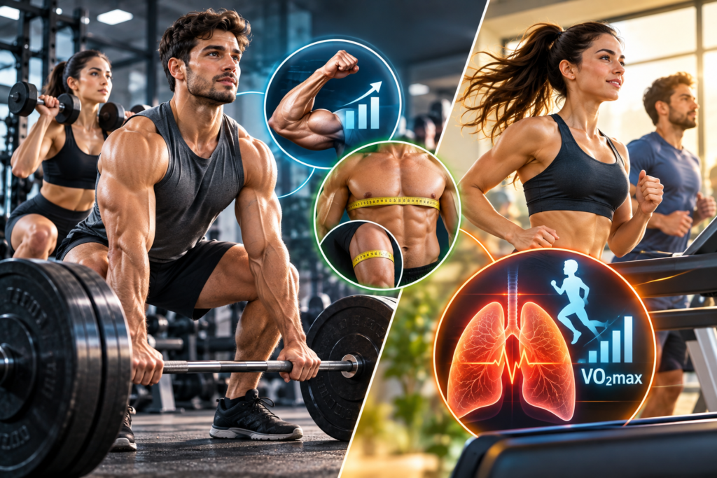 Clinical Study Reveals benefits of Ashwagandha for Strength, Muscle Size, and Endurance dynamic fitness and vo₂max infographic