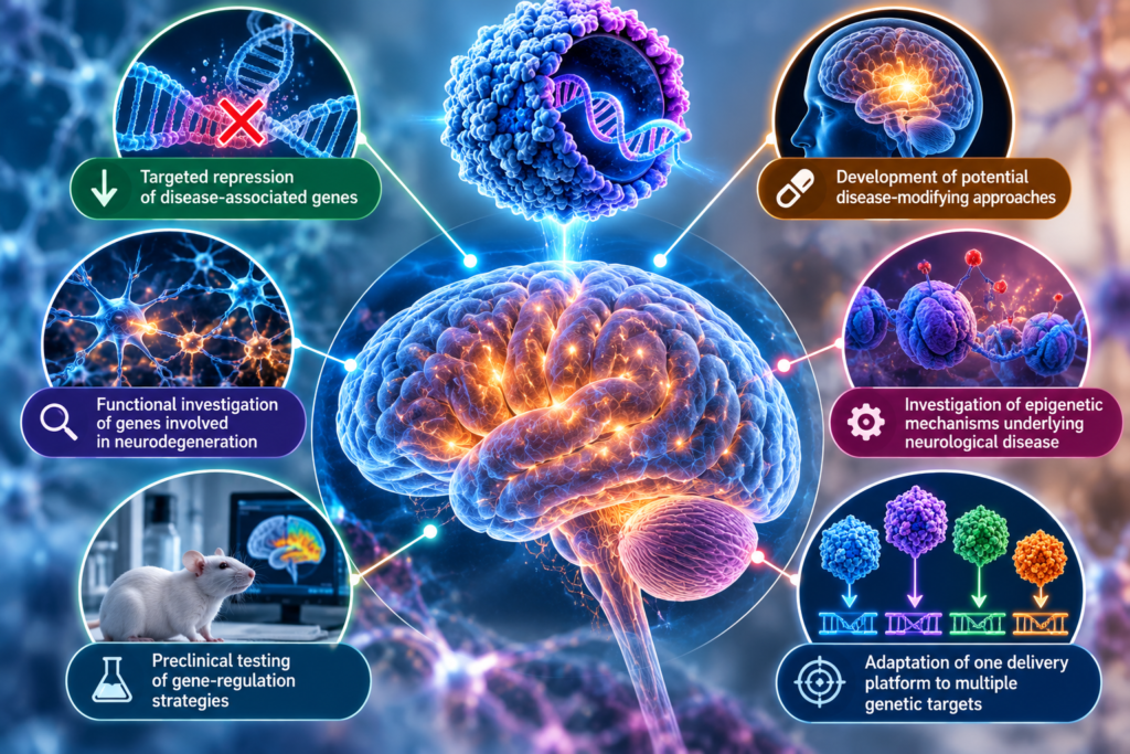 Scientists Develop Compact Gene-Silencing Technology for Alzheimer’s Research neuroscience gene therapy infographic